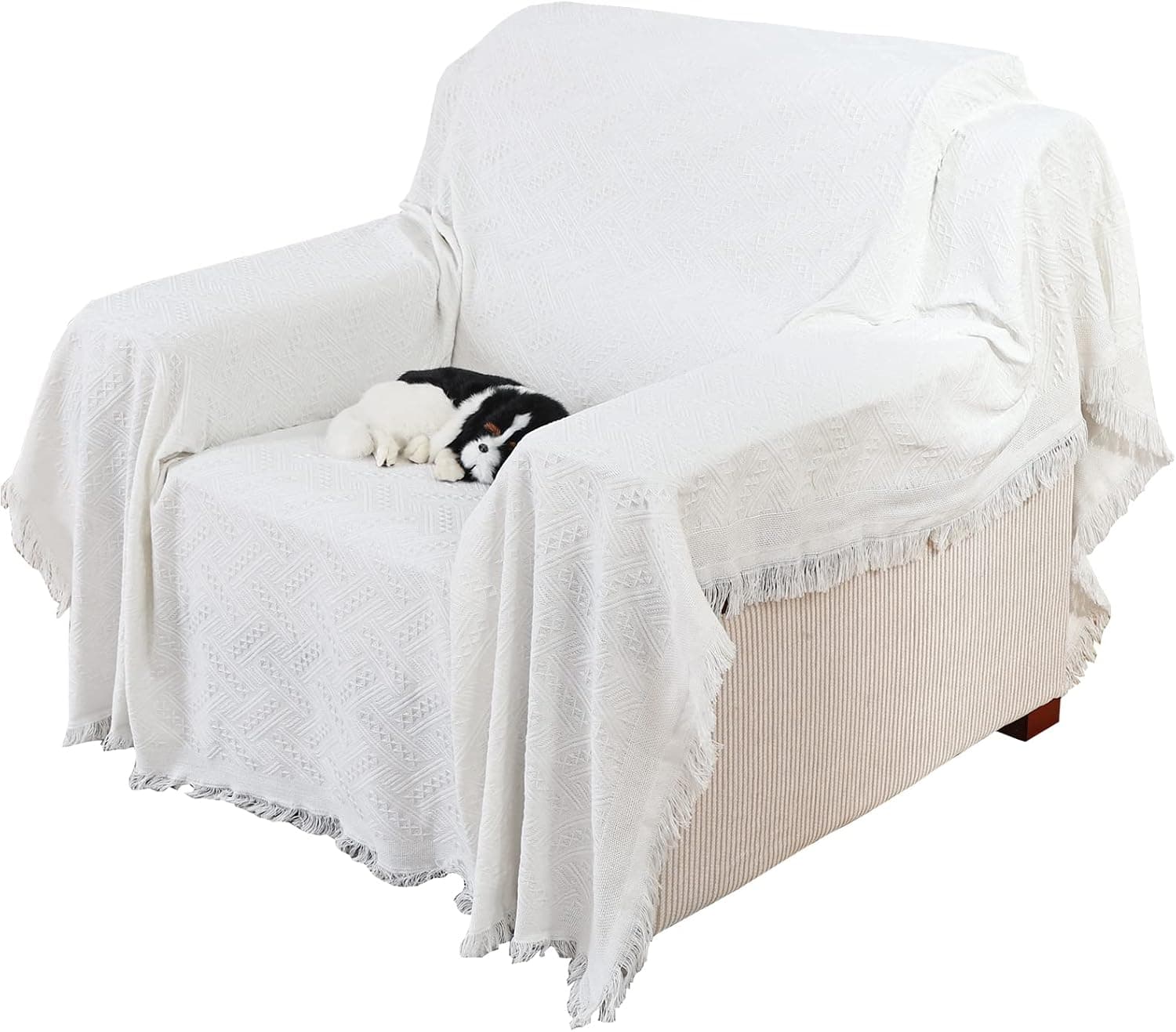 Eismodra Couch Covers,Sofa Cover for Chair,Couch Cover for Dogs,Washable Sofa Slipcover Furniture Protector for Living Room Armchair Recliner,White 70 x 102 inches (Only 1 Piece)