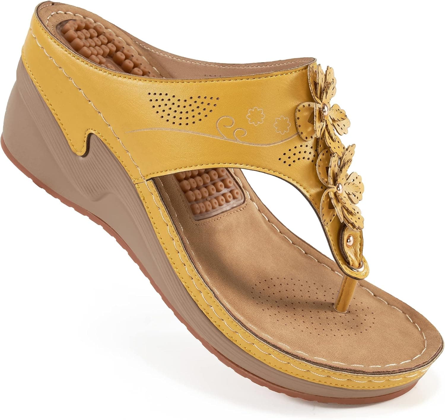 HARENCE Flip Flops for Women Wedge Sandals Comfortable Cushion FootBed Platform Sandals Dressy Summer Slip on Womens Shoes