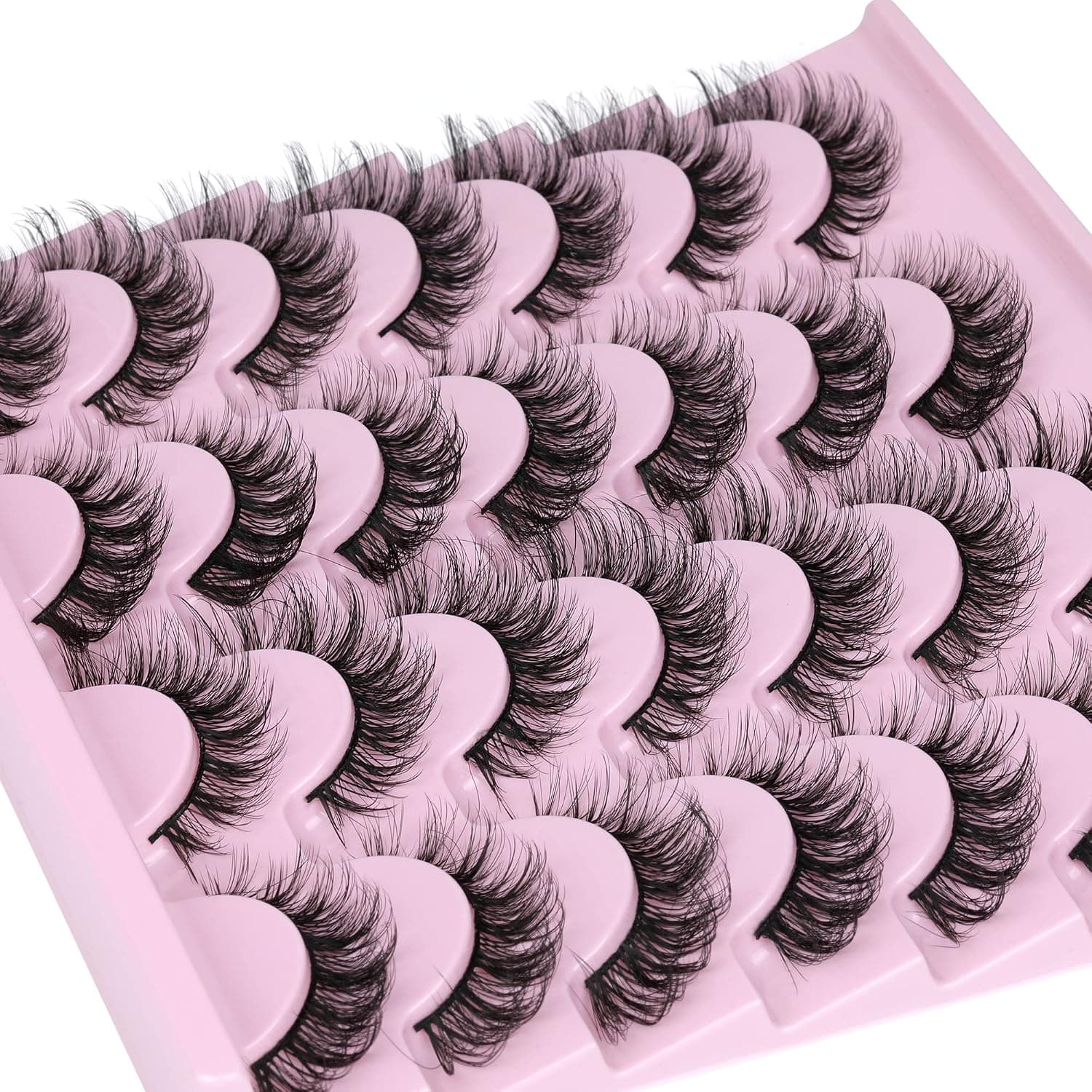 Fluffy False Eyelashes 3D Volome Mink Lashes Natural Look Faux Mink Cat Eye Lashes Pack 14 Pairs Russian Strip Eyelashes by Eefofnn