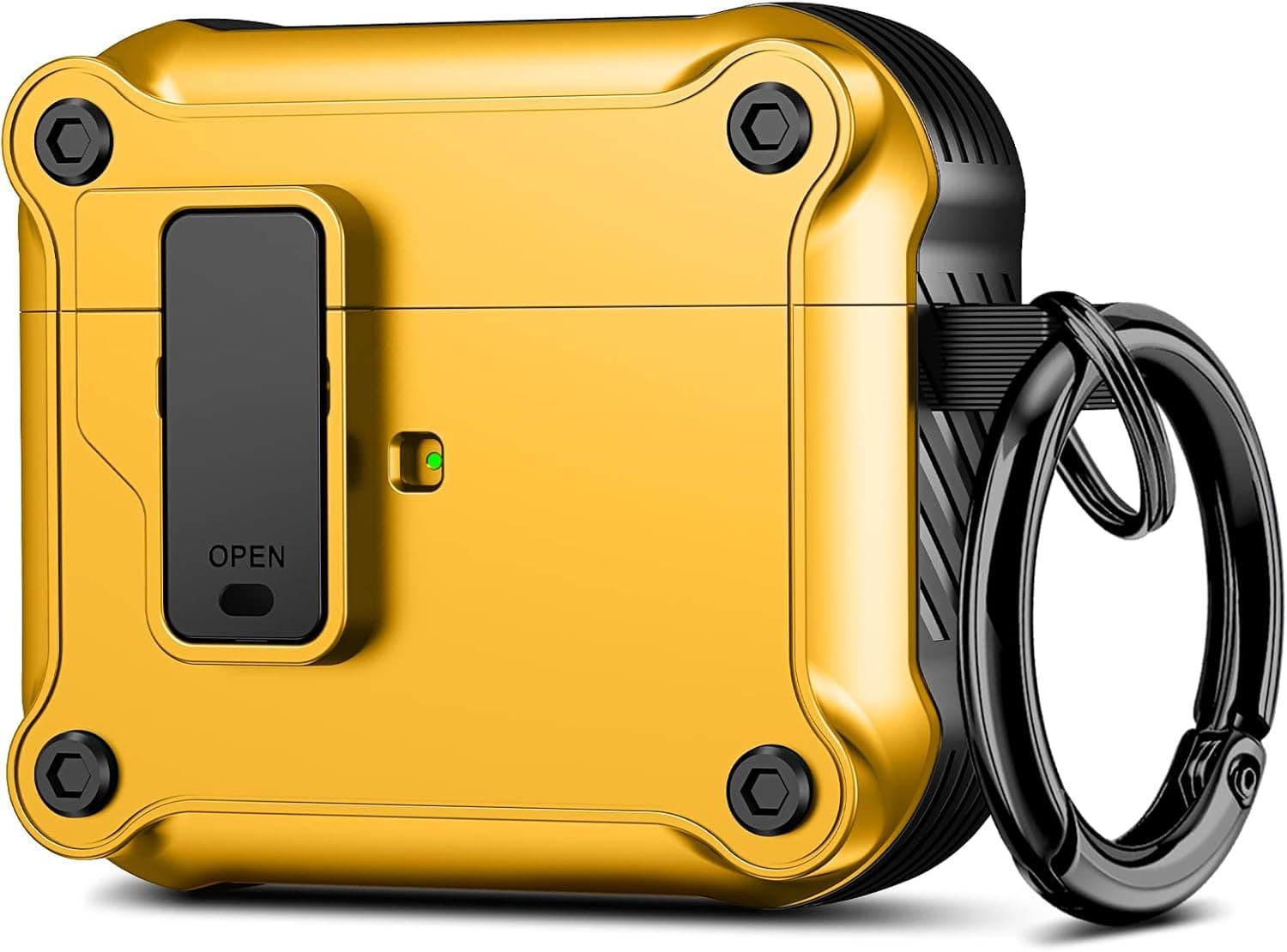 Valkit for Apple Airpods 3rd Generation Case Cover with Lock, Cool AirPods 3 Case with Keychain for Men Women Military Hard Shell Rugged Shockproof Air Pod 3 Case for AirPod 3rd Gen Case 2021, Yellow