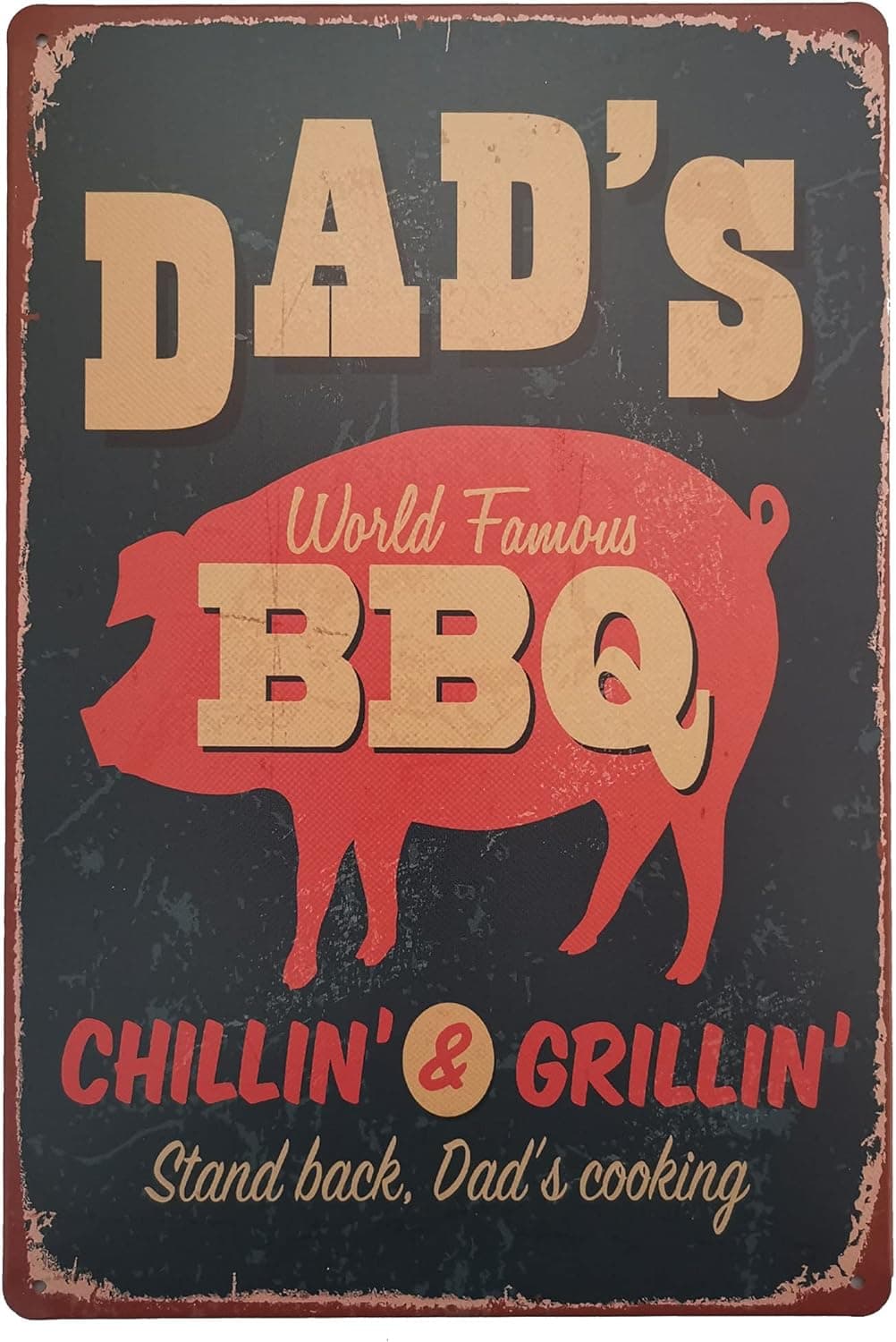 ERLOOD Warning BBQ Zone Vintage Tin Signs OutdoorRetro Metal Wall Poster Decorative Tin Sign 8 x 12 (DAD‘s BBQ)