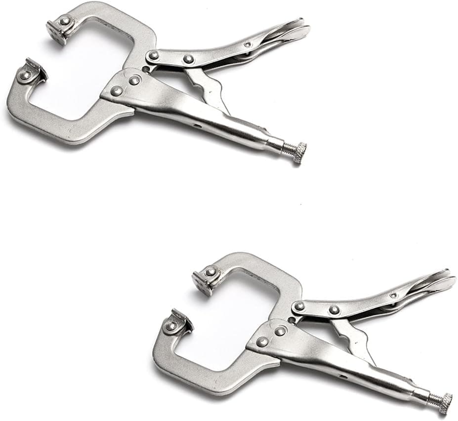 NUZAMAS (Set of 2) 9" Locking C-Clamp with Swivel Pads Steel Plier Vice C Clamp 24cm Welding Vise Tools