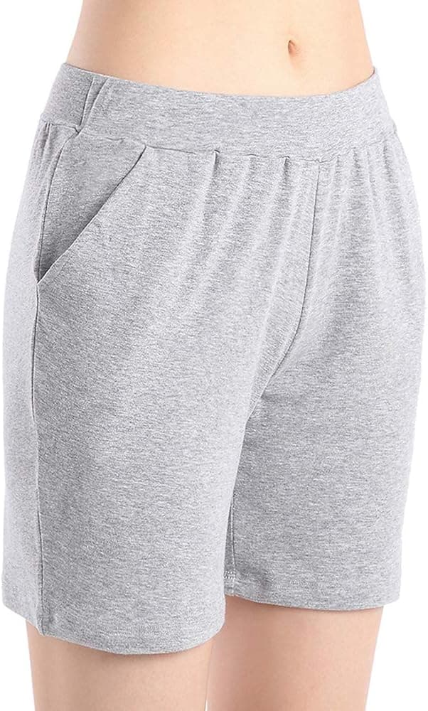 QingWan Womens Shorts with Pockets Elastic Waist Spandex Gym Athletic Short Pants Yoga