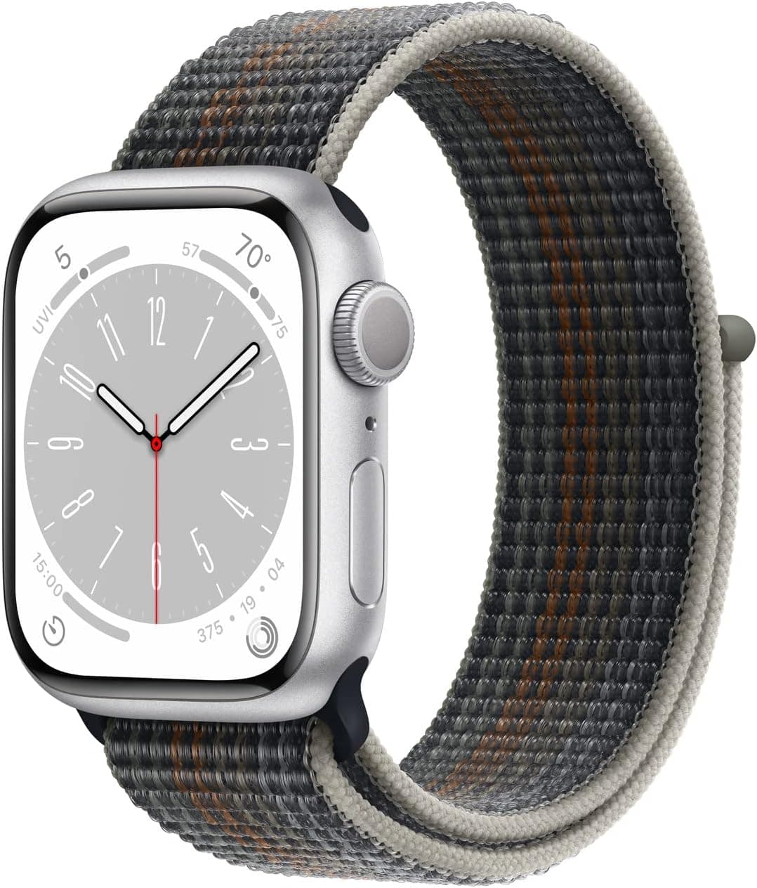 Apple Watch Series 8 (GPS, 41MM) - Silver Aluminum Case with Midnight Sport Loop (Renewed)