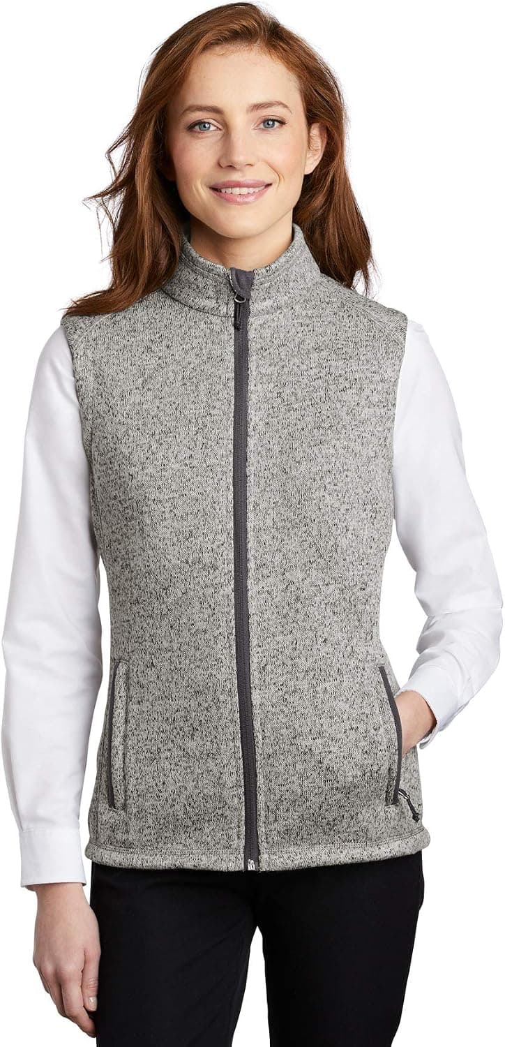 Port Authority Ladies Sweater Fleece Vest L236 M Grey Heather