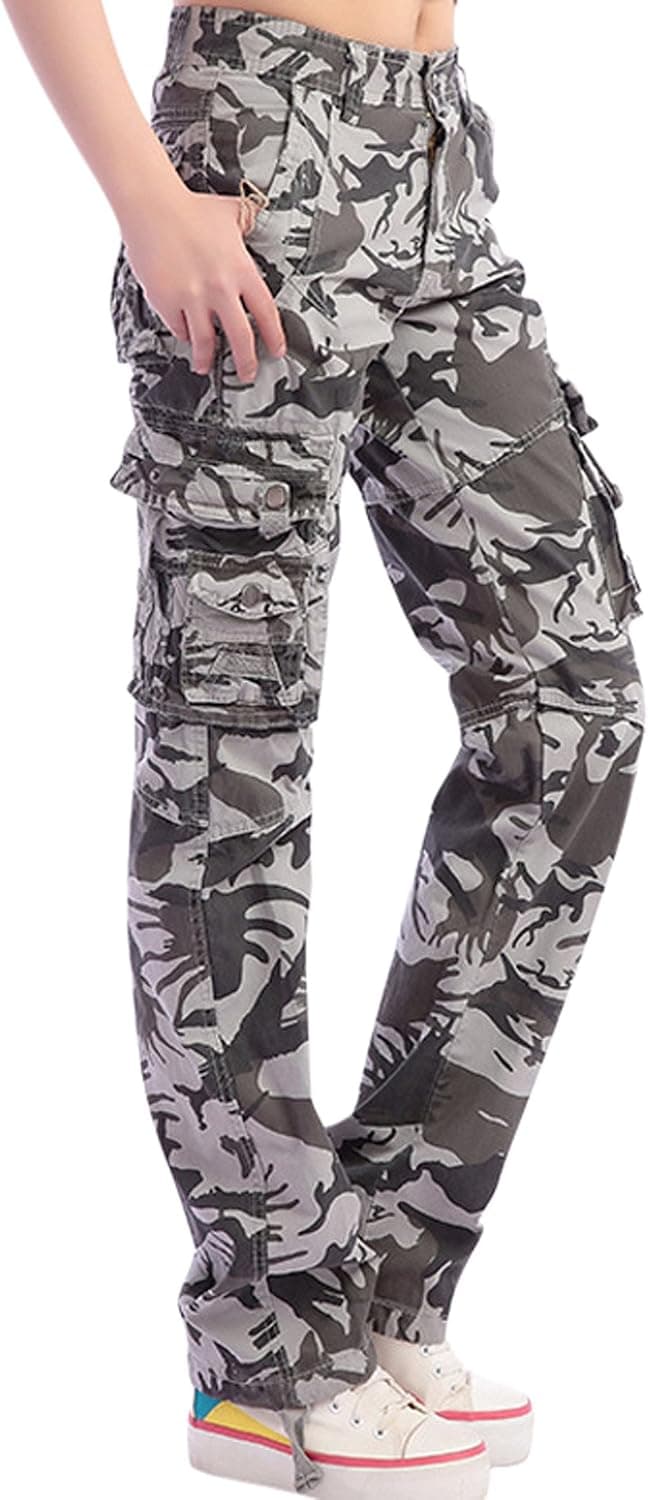 chouyatou Women's Casual Camouflage Multi Pockets Cargo Pants