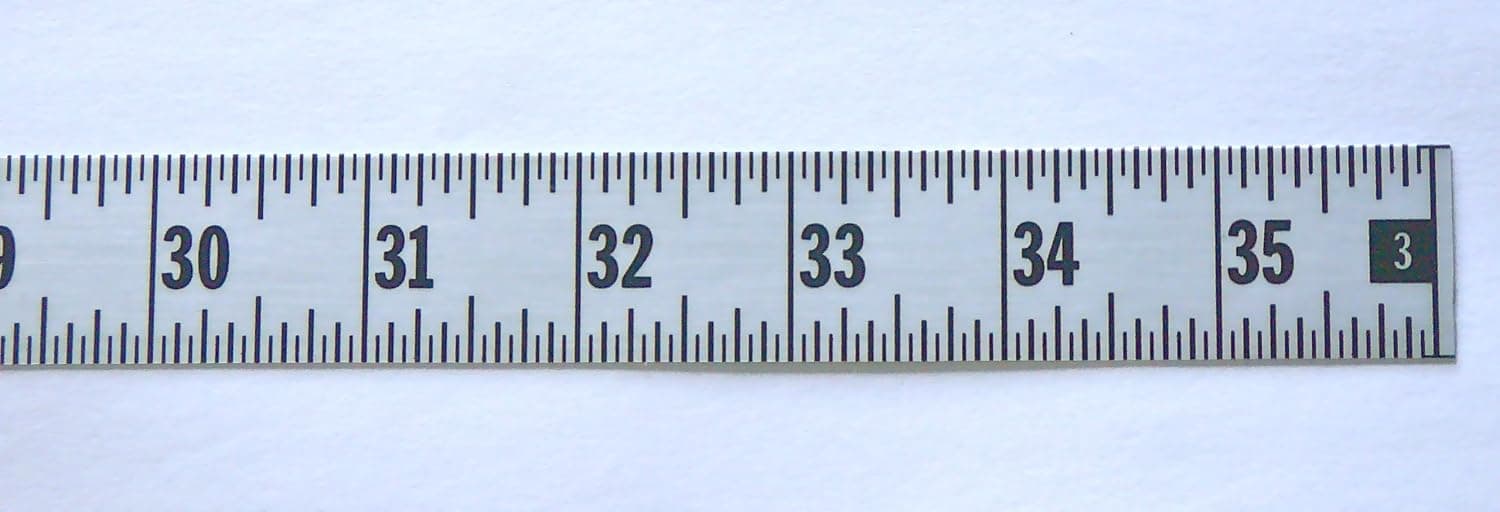 Ruler – Adhesive Backed – 1 Inch Wide X 36 Inch Long – Left to Right – Fractional – 1/16” Grads – Silver