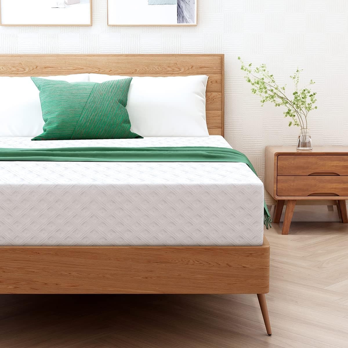 Airdown 8 Inch Queen Size Gel Memory Foam Mattress with Washable Fabric Cover, Medium Feel Queen Mattress for Pressure Relief, Queen Bed Mattress in A Box, CertiPUR-US Certified