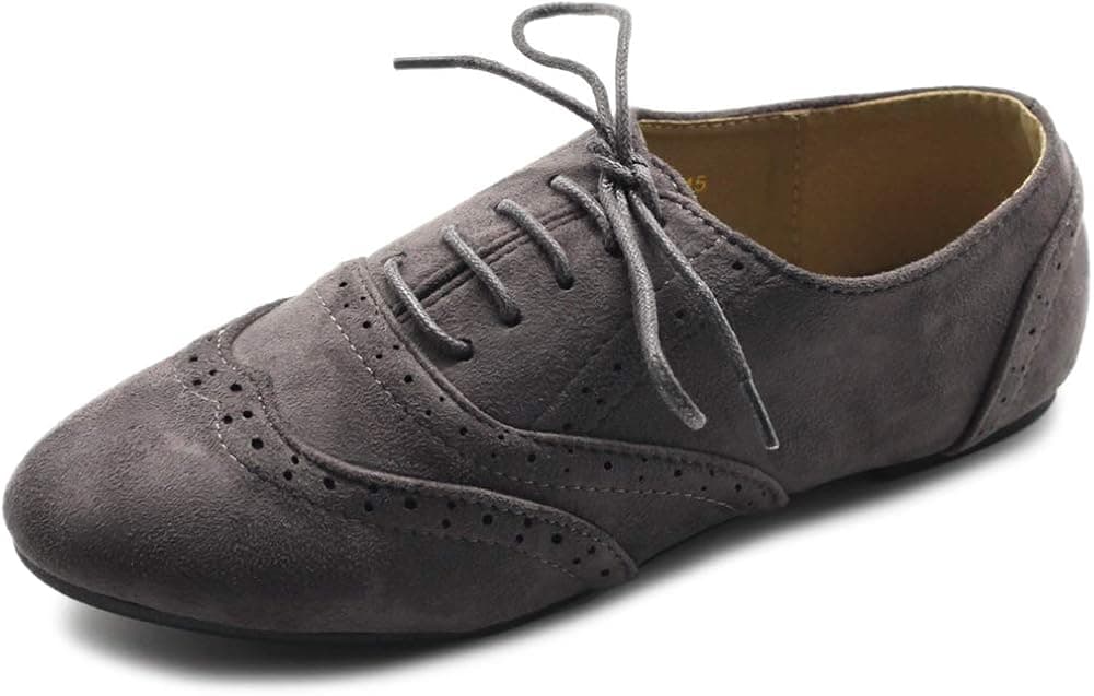 Ollio Women's Shoes Faux Suede Classic Wingtips Lace Up Oxfords F115