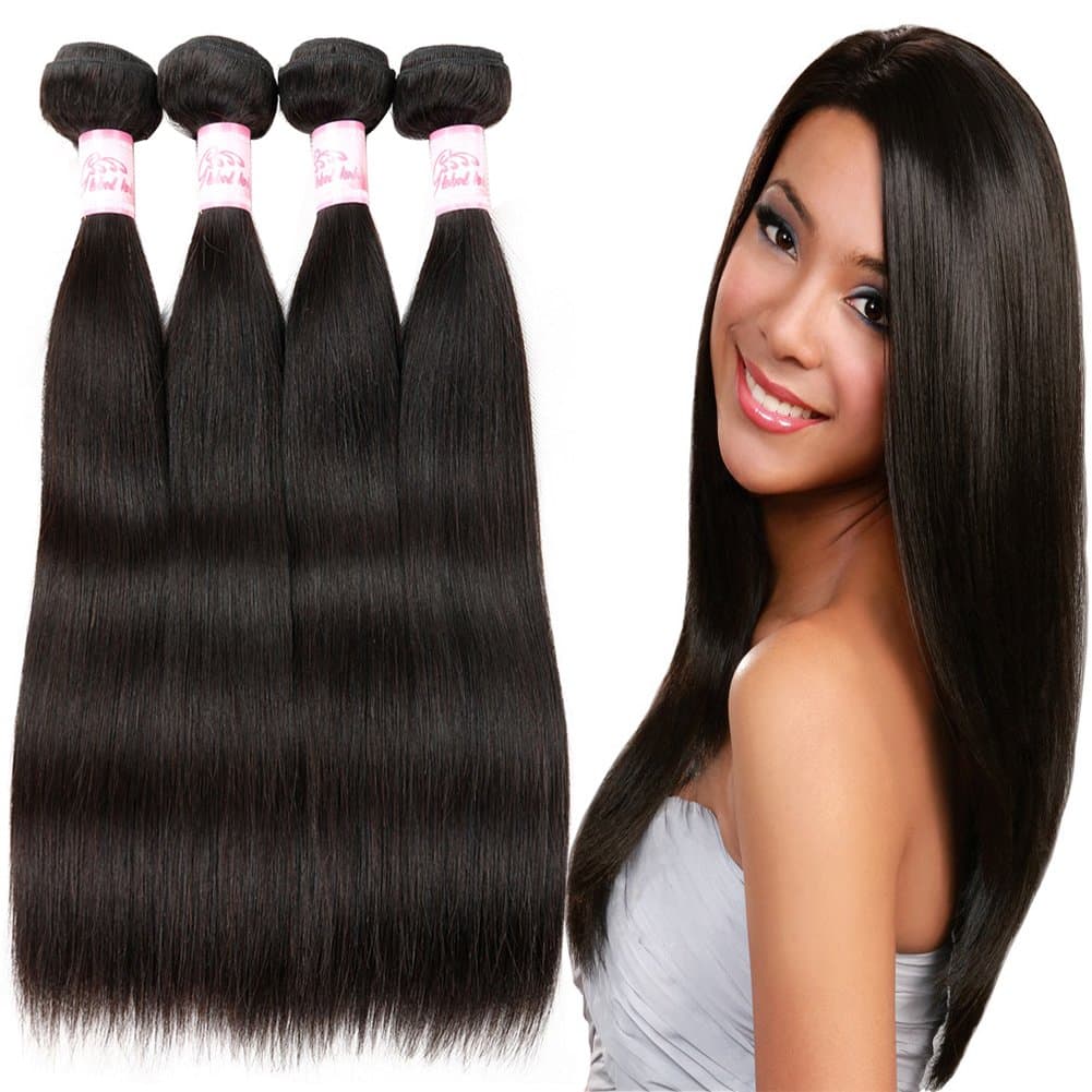 Gluna Hair Brazilian Straight Virgin Hair 3 Bundles Grade 10A 100% Unprocessed Straight Hair Mink Brazilian Human Hair Extensions, (Natural Color 8"8"8")
