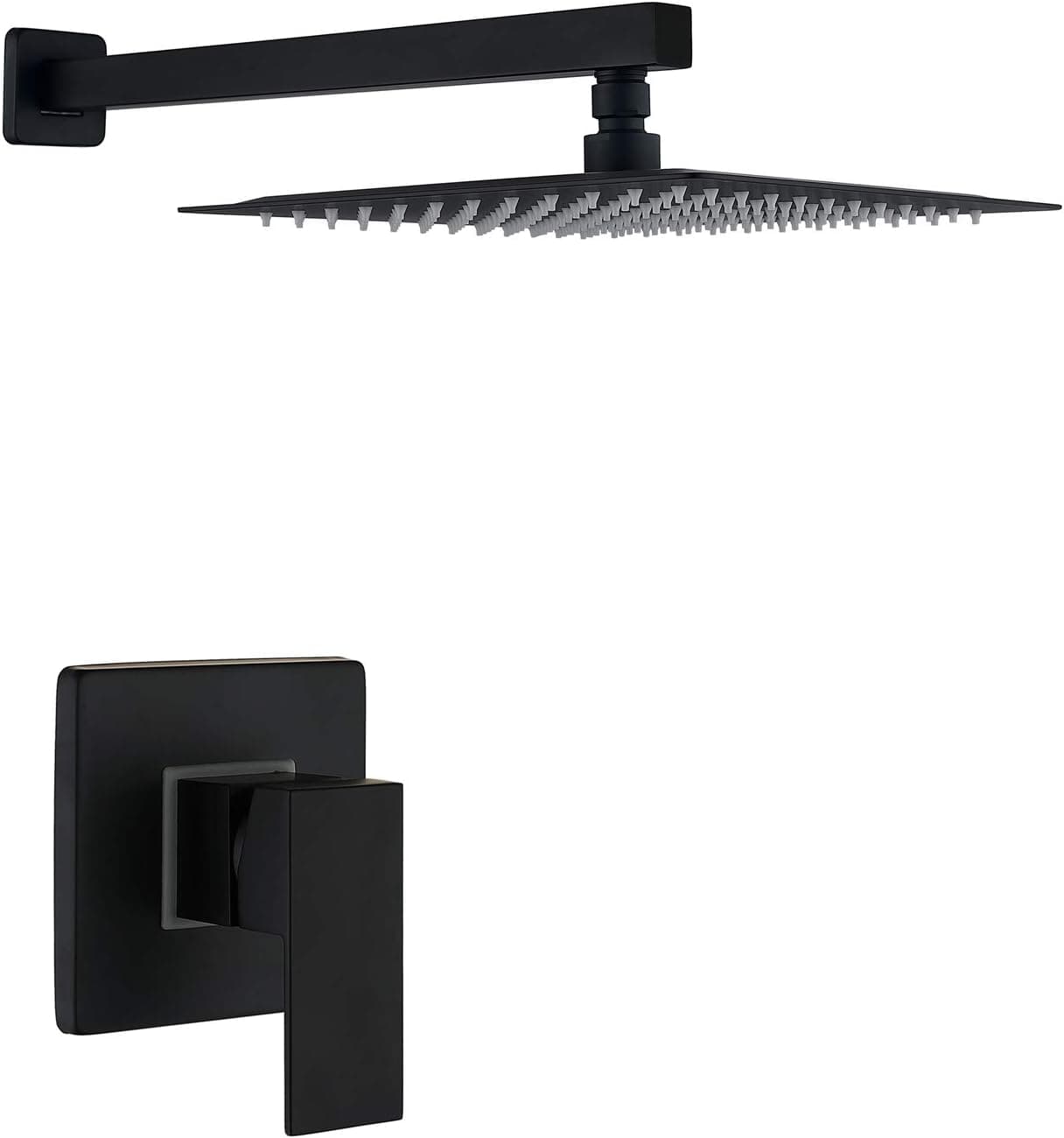 YESIMI Shower System Matte Black Shower Faucet Set All Metal Luxury Wall Mounted 10 Inch Rain Shower Head Faucet Set with Valve (Matte Black 10 Inch)