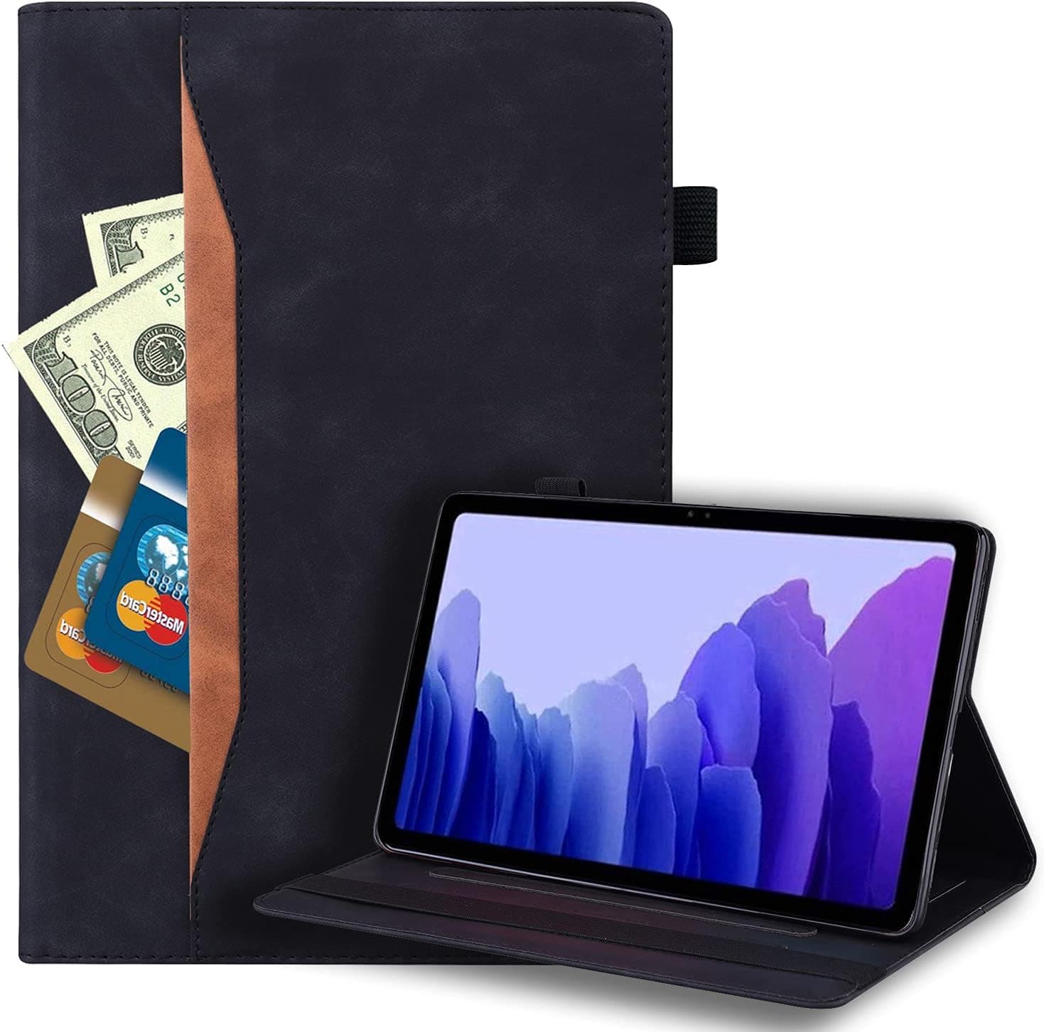 Linbol Samsung Galaxy Tab A 10.1 inch 2016 Case Folio Stand Cover SM-T580/T585 (NO S Pen Version) PU Leather Business Wallet Proective Case with Card Holder Multiple Viewing Angles,Black