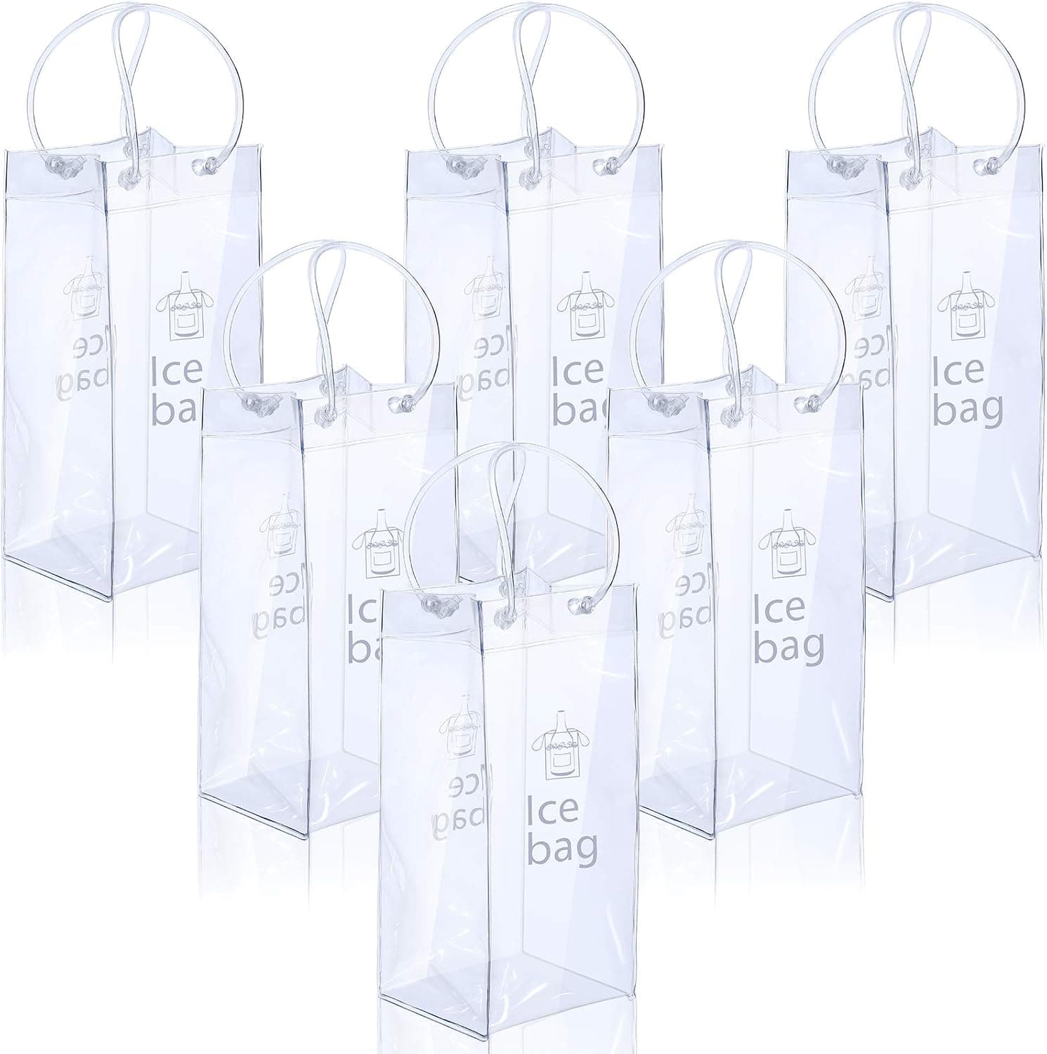 6 Pieces Portable Ice Wine Bag Wine Cooler Bag PVC Wine Pouch Bags with Handle for Champagne, Cold Beer, White Wine, Chilled Beverages