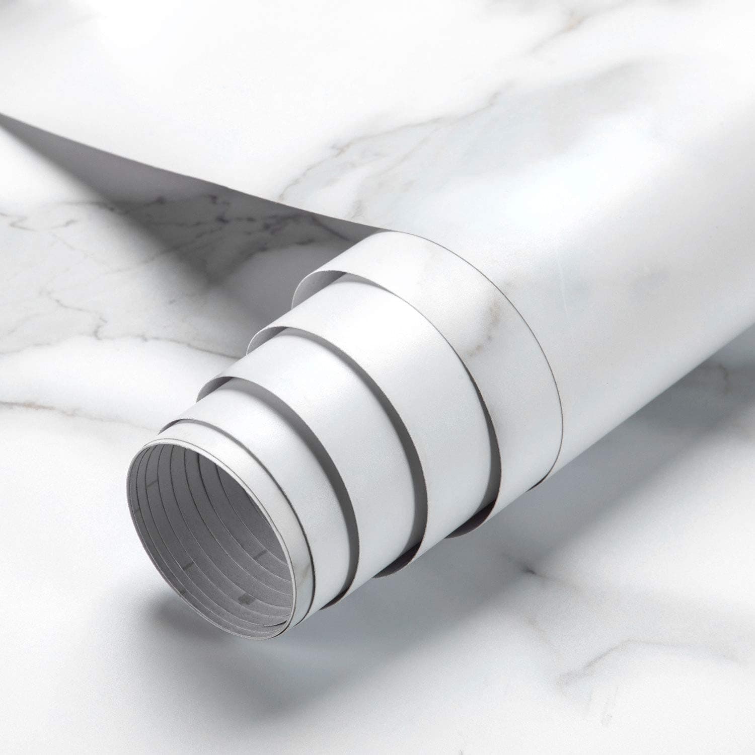 Oxdigi Marble Contact Paper 24" x196" for Kitchen Countertop Cabinet Shelf Door Self-Adhesive Film Peel & Stick Wallpaper Waterproof Removable (Matt White Gray)