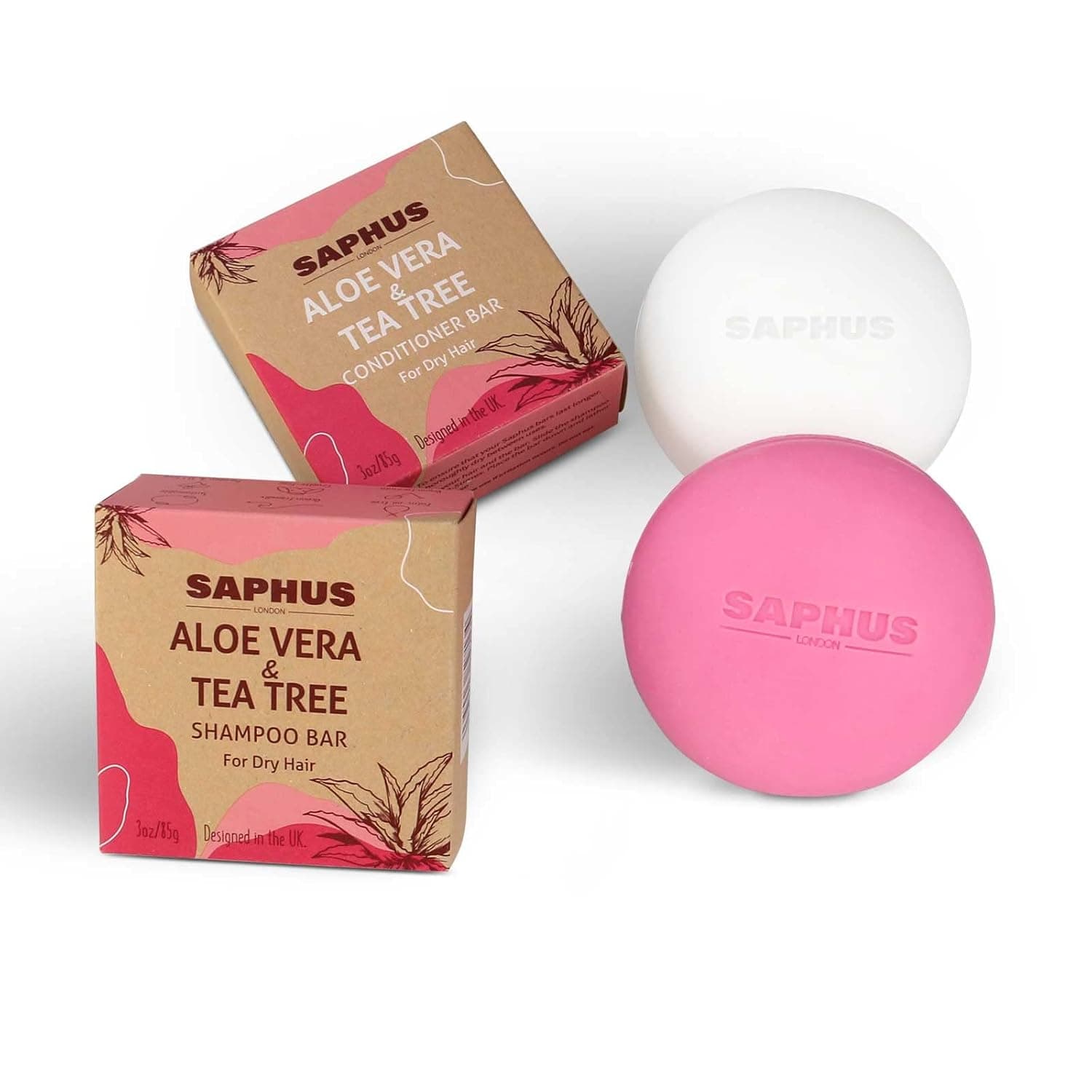Shampoo Bars and Conditioner Bar Set | Sustainable Hair Care Gifts Moisturizing for Dry Damaged Hair | Leaves Hair Silky Soft | Vanilla Scented, Aloe Vera & Tea Tree oil, Plant Based, Sulfate Free, Zero Waste | 2 Pack, 6oz
