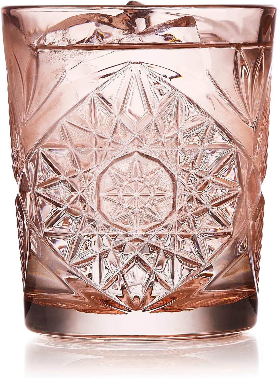 Libbey Hobstar Double Old Fashioned Glasses, 12-ounce, Rose, Set of 4