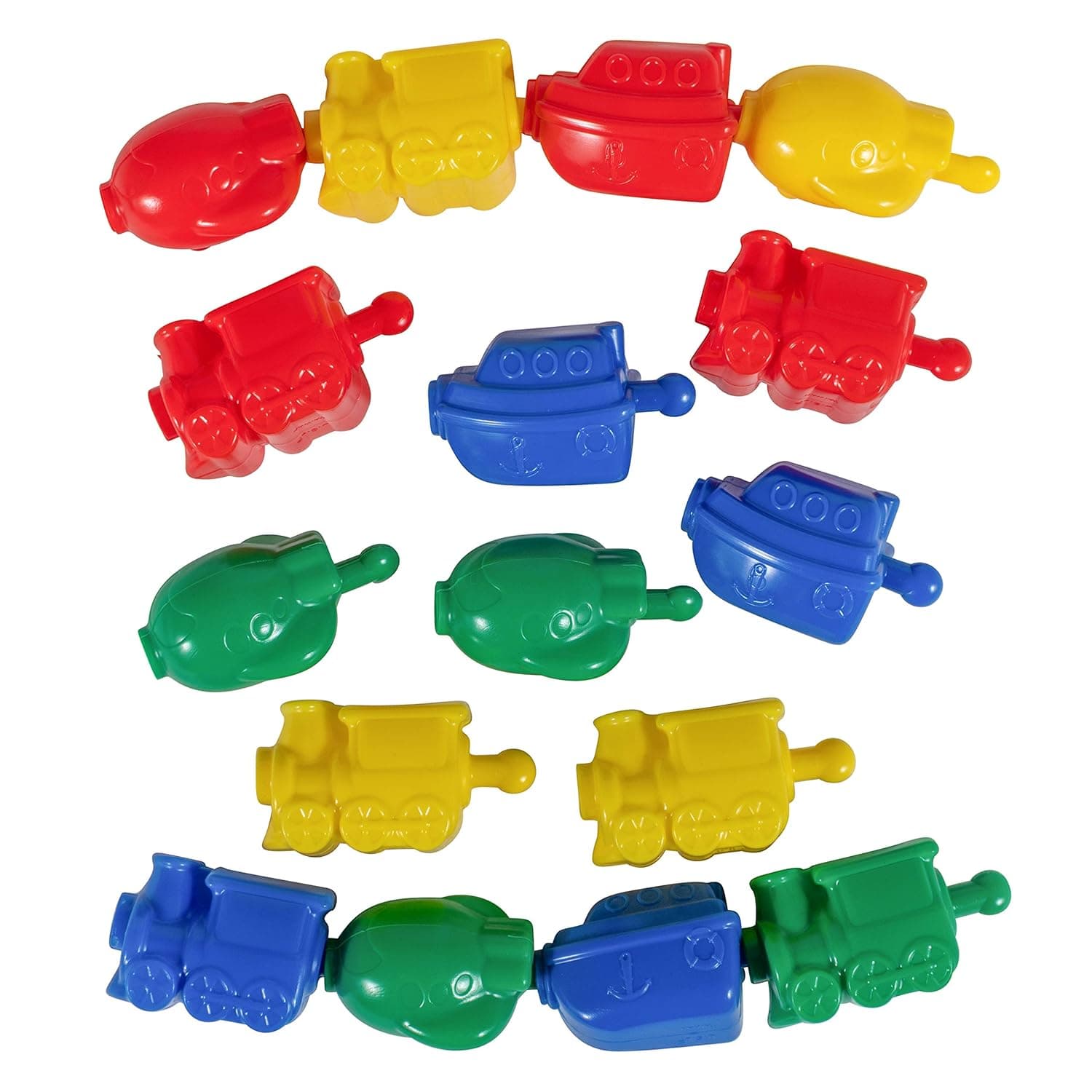 LEARNING ADVANTAGE Transportation Linking Blocks - Set of 36 - Ages 18m+ - Connecting Blocks for Toddlers - Early Construction, Sorting and Fine Motor Skills