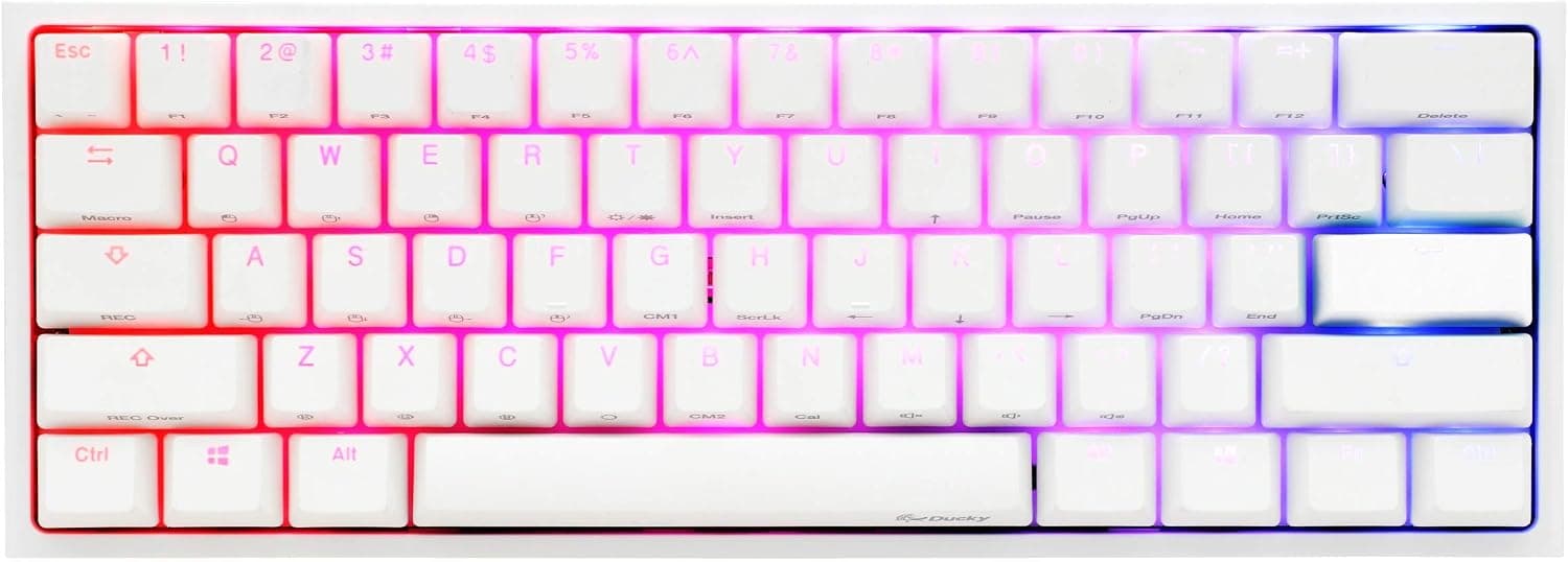 Ducky One 2 Mini Pure White - RGB LED 60% Double Shot PBT Mechanical Keyboard (Kailh Speed Pro Burgundy)