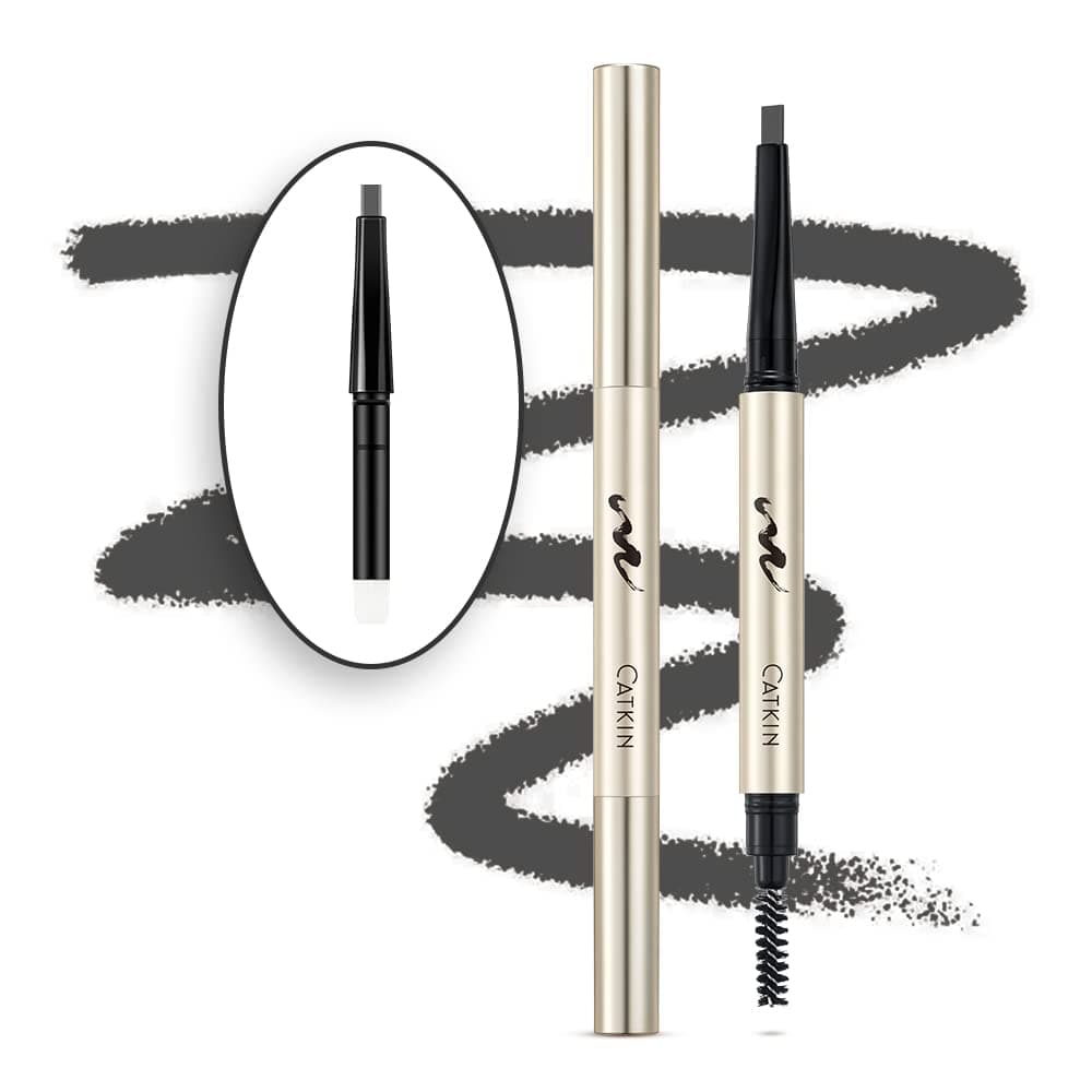 CATKIN Eyebrow Pencil with Comb Gray Long Lasting Waterproof, Draw Eyebrow Shaping Color Makeup for Natural Daily Look with free Refill Pen