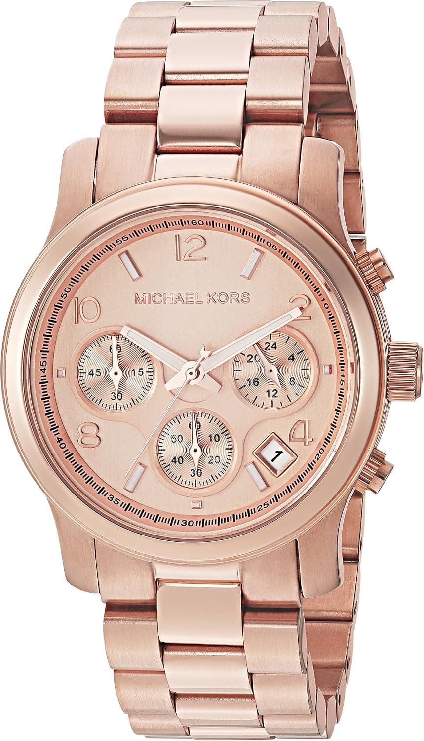 Michael Kors Lady Nini Rose Tone Tortoise Chain Link Watch