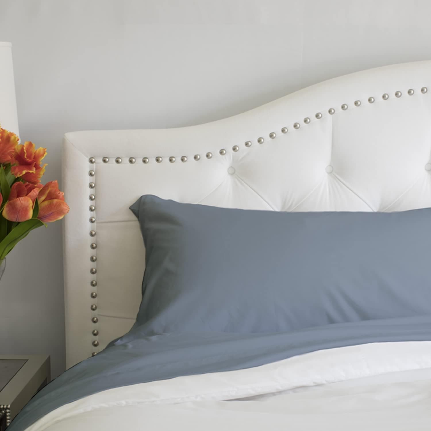 PeachSkinSheets French Blue Sheet Set - 1500tc Level of Softness - Extra Soft Cooling Sheets for Hot Sleepers and Night Sweats - Regular King Size