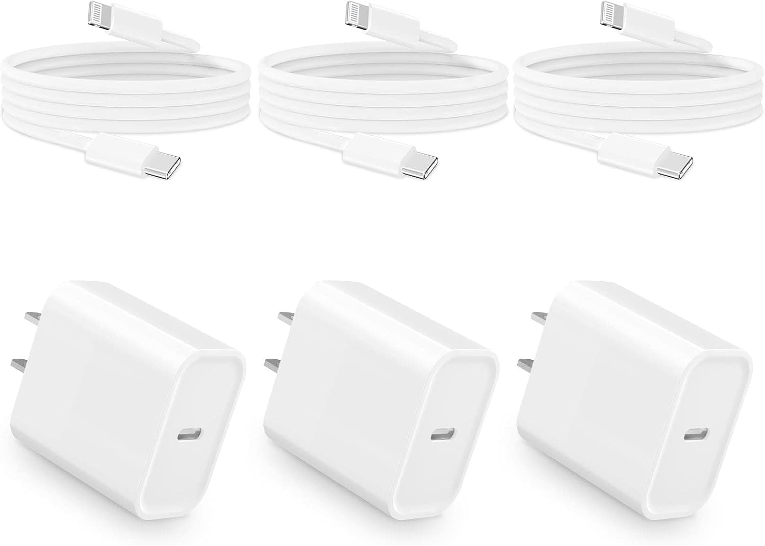 iPhone Charger Fast Charging [Apple MFi Certified] 3 Pack 20W PD Type C Wall Charger Block with 6FT USB C to Lightning Cable Cord for 14/14 Plus/14 Pro/14 Pro Max/13/12/11/X/XR/XS/8, iPad, AirPods Pro