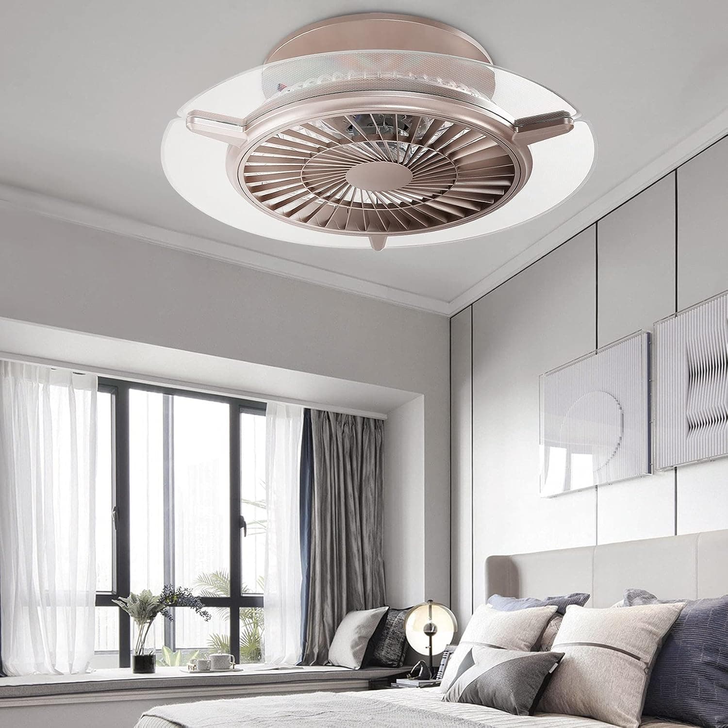Tengchang 22" Ceiling Fan Light Lamp Remote Control with 3 Speeds and 3 Colors Changing