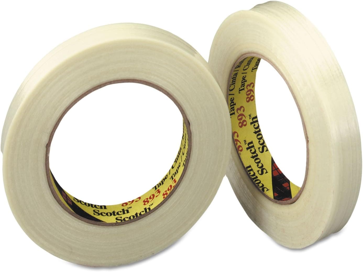 3M Scotch 893 Polypropylene Filament Tape, 300 lbs/inch Tensile Strength, 60.14 yds Length x 0.94 Inch Width, Clear