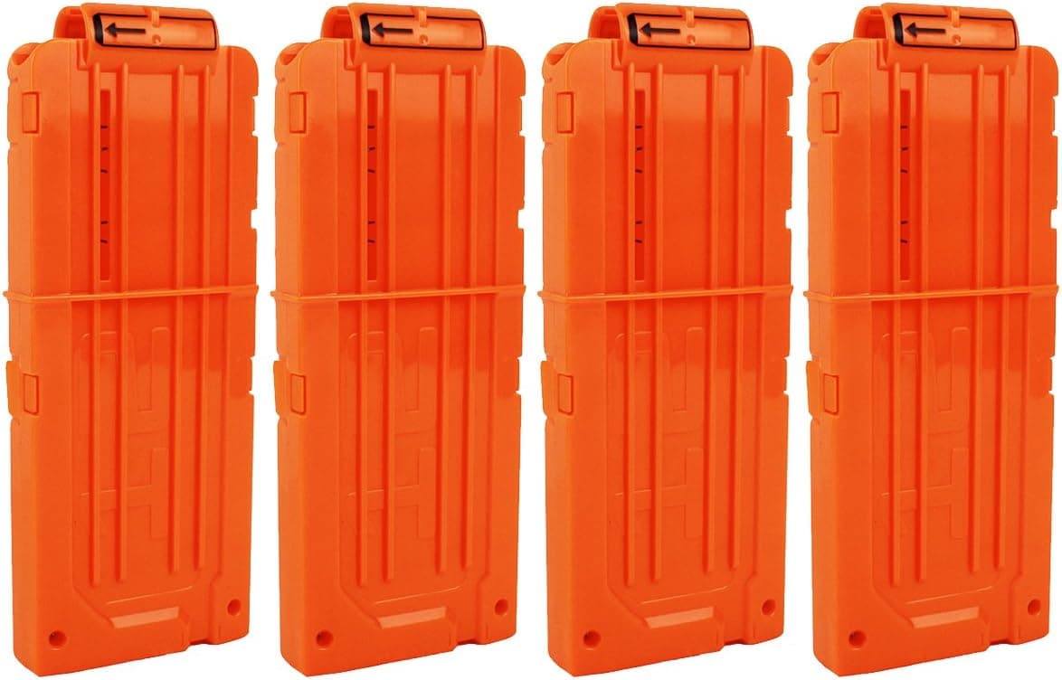 OIMIO Bullet Clips, 4 Pack 12-Darts Quick Reload Clips Magazine Clips for Nerf n-Strike Elite Blaster(Orange)
