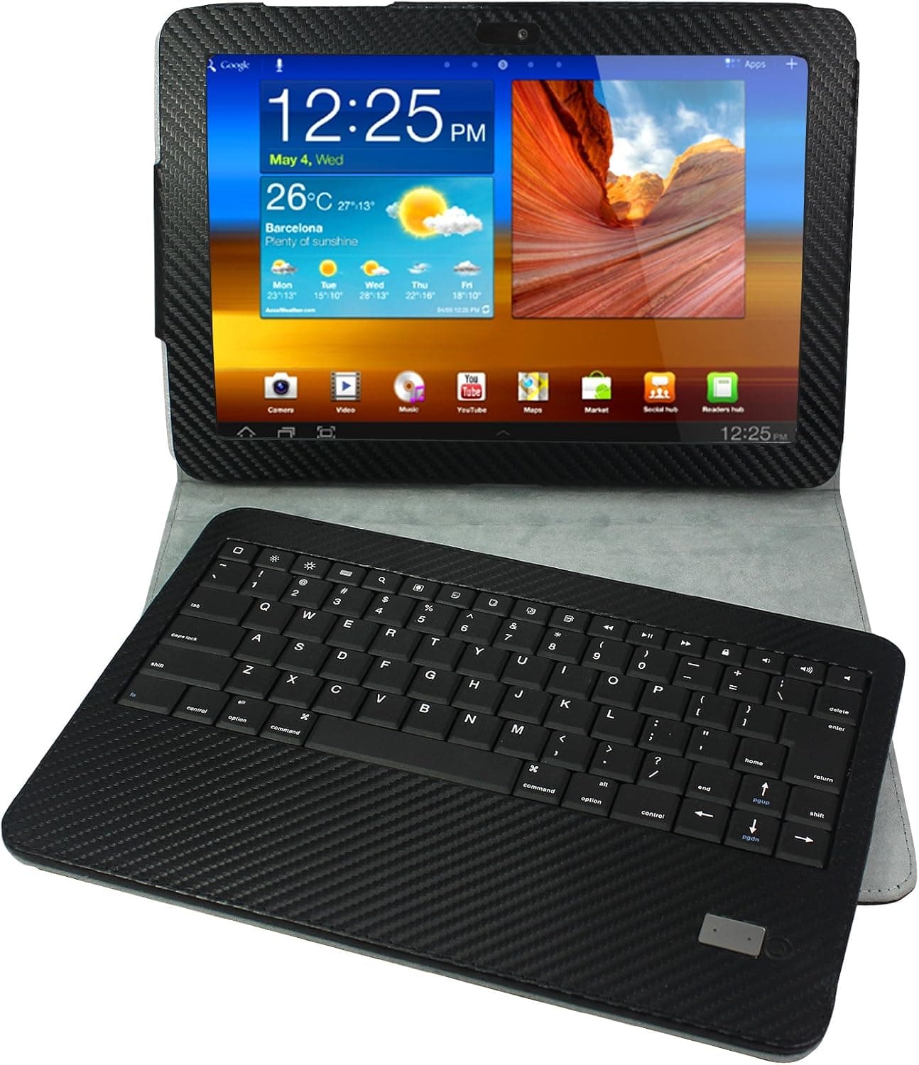 Leather Housing Case Cover with Bluetooth Keyboard for Samsung Galaxy Tab 10.1-Inch