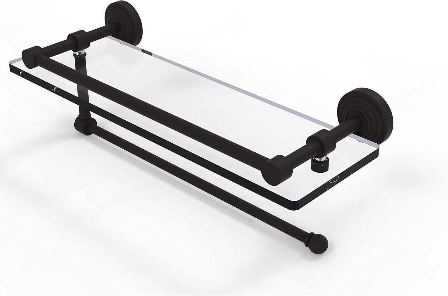Allied Brass WP-1PT/16-GAL Waverly Place Collection Paper Towel Holder with 16 Inch Gallery Glass Shelf, Oil Rubbed Bronze