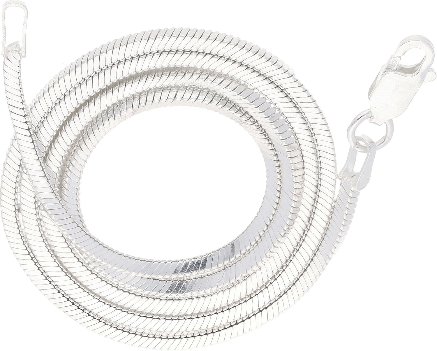 2mm Sterling Silver Diamond-Cut Square Magic Snake Chain Necklace Length(Lengths 14",16",18",20",22",24",26",28",30",32",34",36")