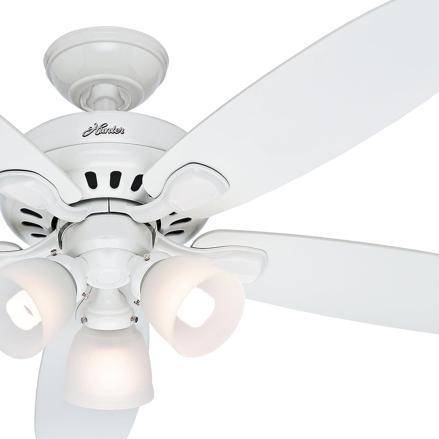 Hunter Fan 52" Ceiling Fan in White with Remote Control and 3-Light kit with Clear Frosted Glass, 5 Blade (Renewed)