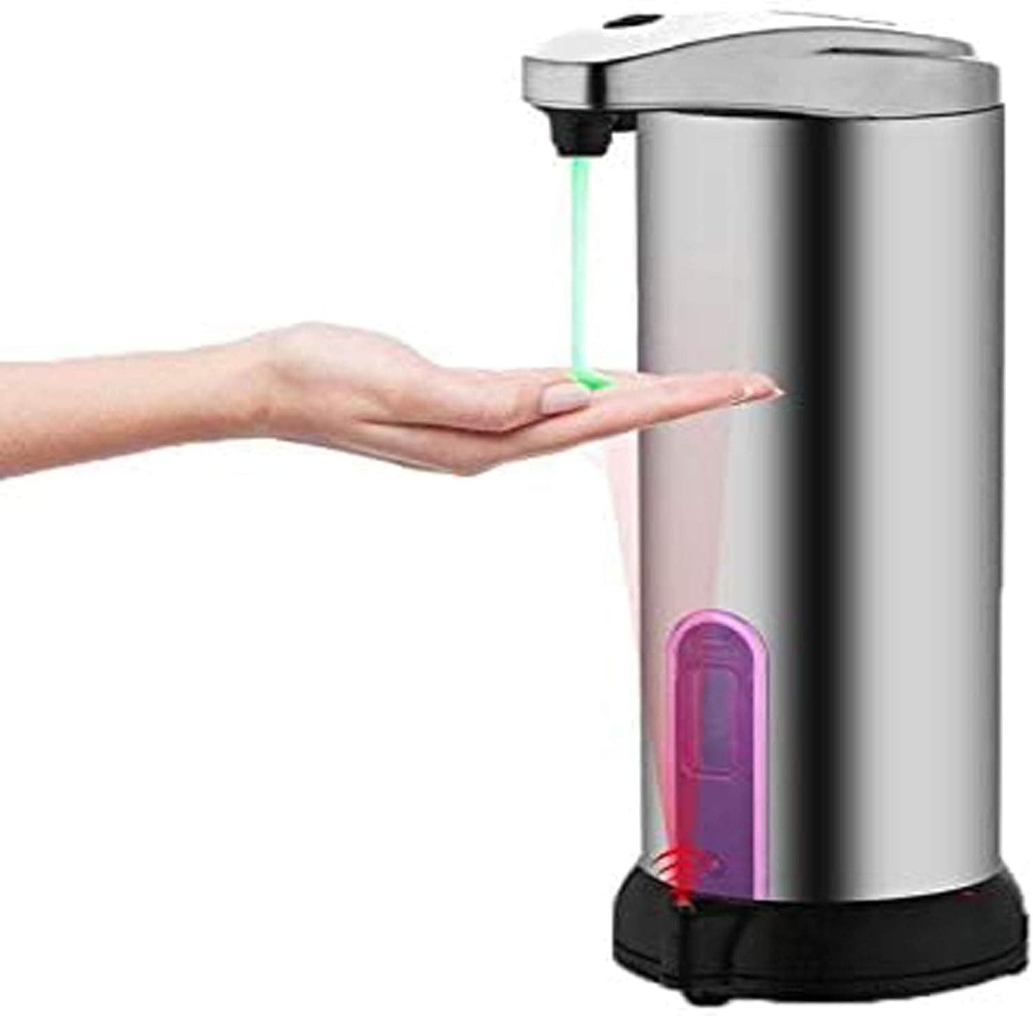 Automatic Soap Dispenser Touchless Smart Foaming Hand Dispenser Adjustable Switches White Battery Operated for Bathroom Office Kitchen Sink Hotel (Metallic)