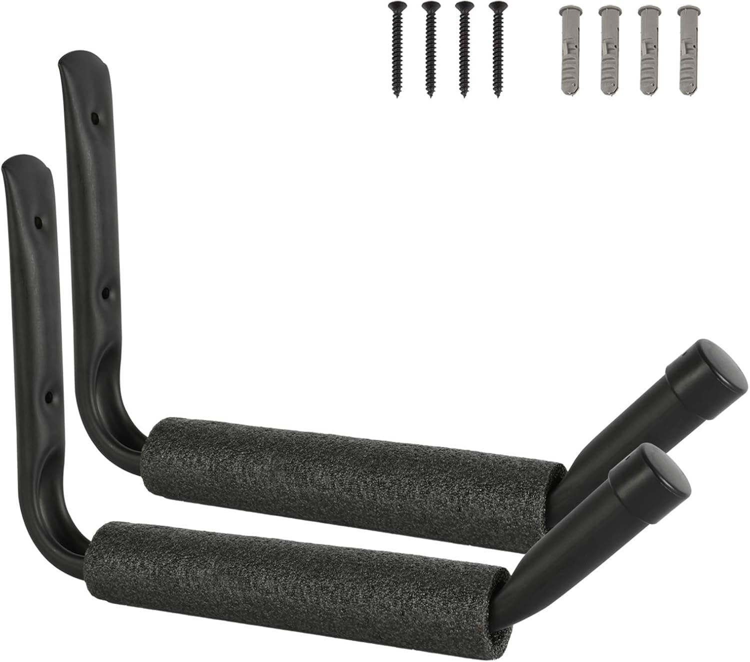 FEED GARDEN Heavy Duty Garage Storage Hooks,15.5 Inch Jumbo Arm Kayak Wall Hangers for Surfboard, Snow Board, Paddle Board(2 Pack, Black)