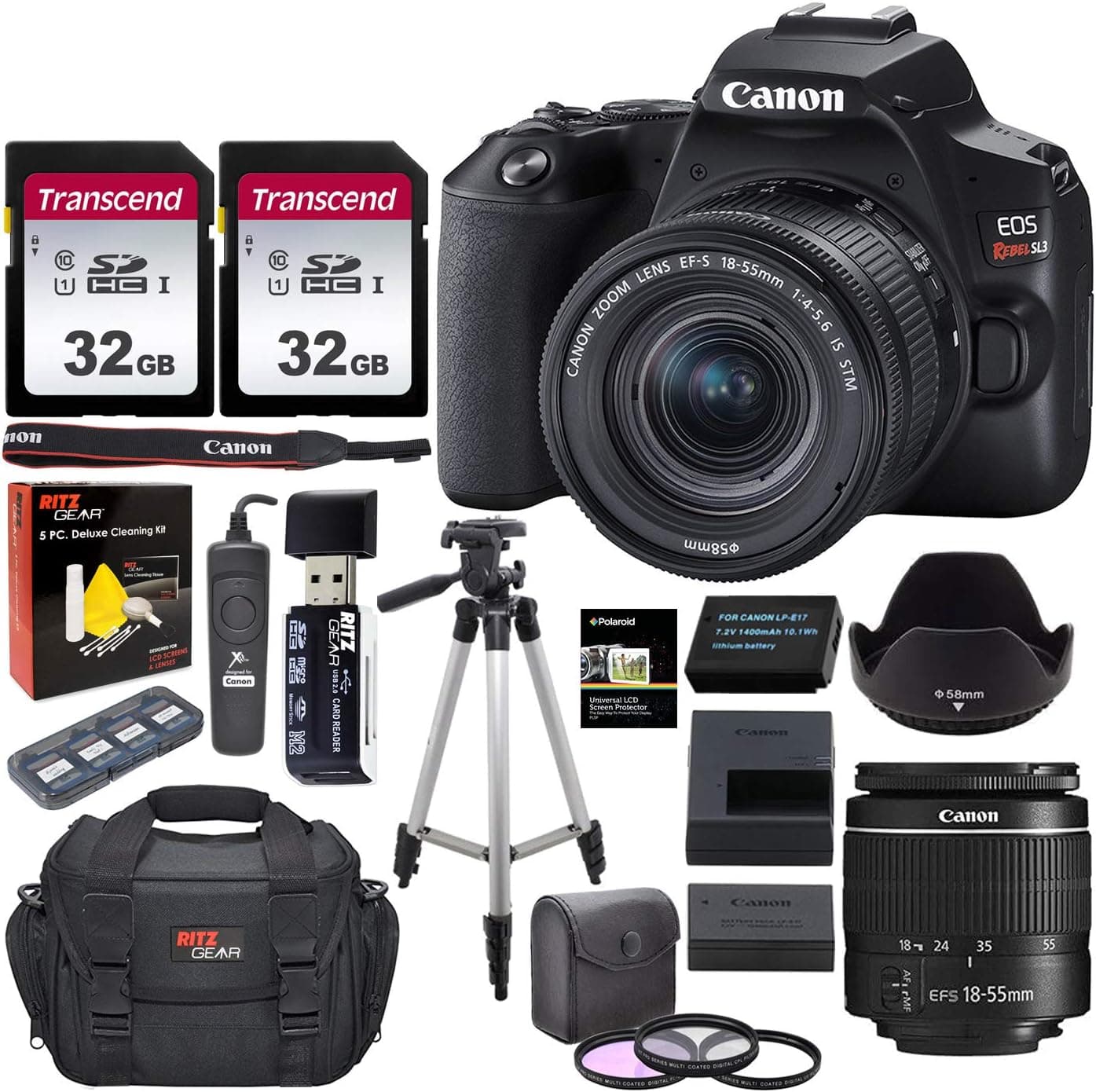 Canon EOS Rebel SL3 DSLR Camera with 18-55mm Lens Kit (Black) with Accessory Bundle
