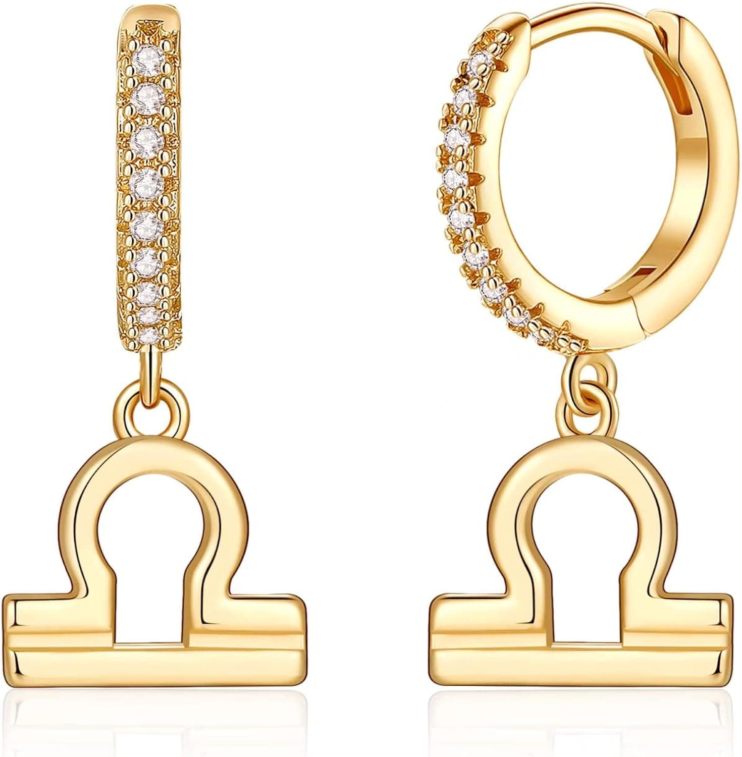S925 Sterling Silver Post Huggie Hoop Earrings, 14K Gold Plated Horoscope Zodiac 12 Constellation Astrology Gifts Earrings Small Hypoallergenic Zodiac Huggie Earrings for Women Girls Gifts
