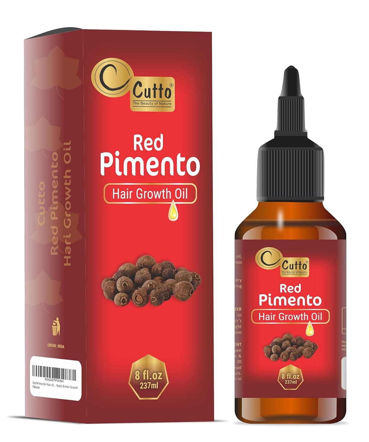 Red Pimento Hair Growth Oil (8 Fl.Oz/237 ML), With Traditional Handmade Jamaican Black Castor Oil, Got Good Strong Hair Roots & Hair Growth