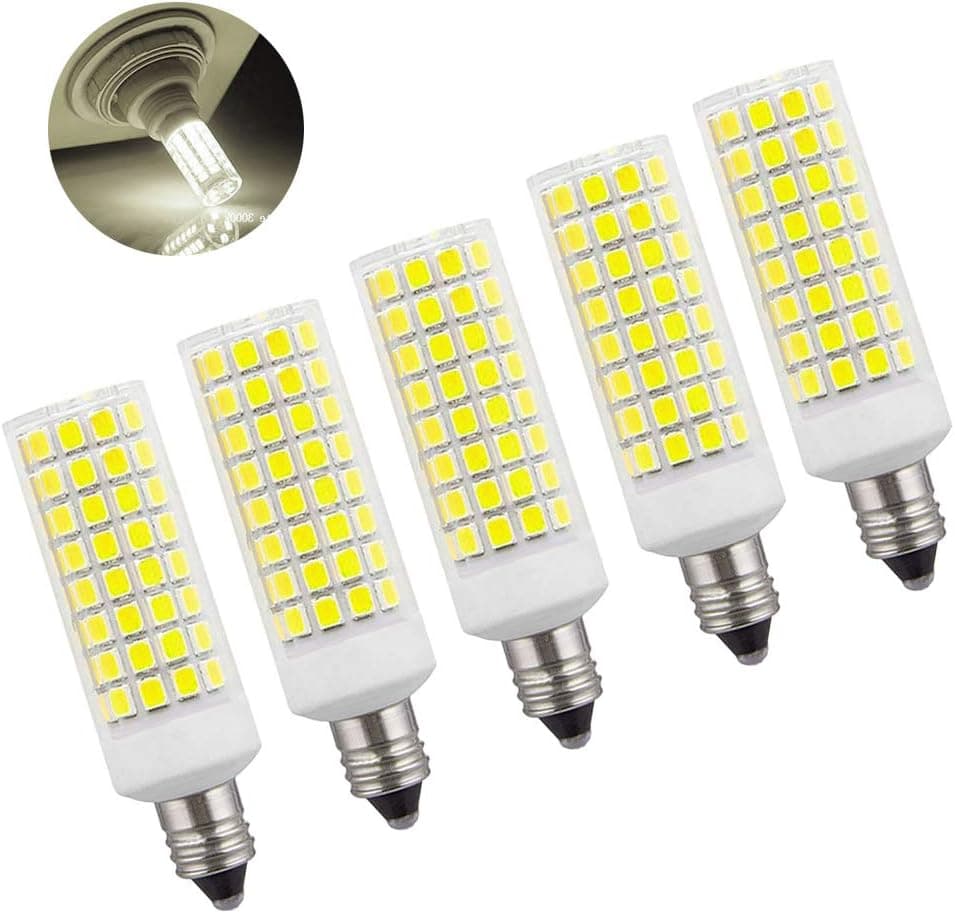Kinglight 8W JD E11 LED Bulbs, 150W 100W Halogen Equivalent, Mini Candelabra LED Base, 1000LM Dimmable 6000K Daylight AC110V 120V, Pack of 5