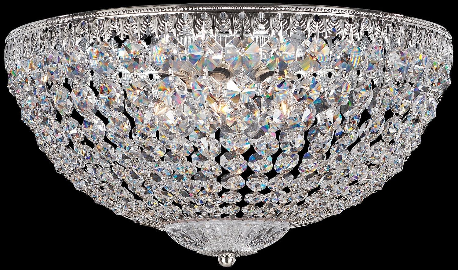 Schonbek 1564-40A Swarovski Lighting Petit Crystal Flush Mount Lighting Fixture, Silver