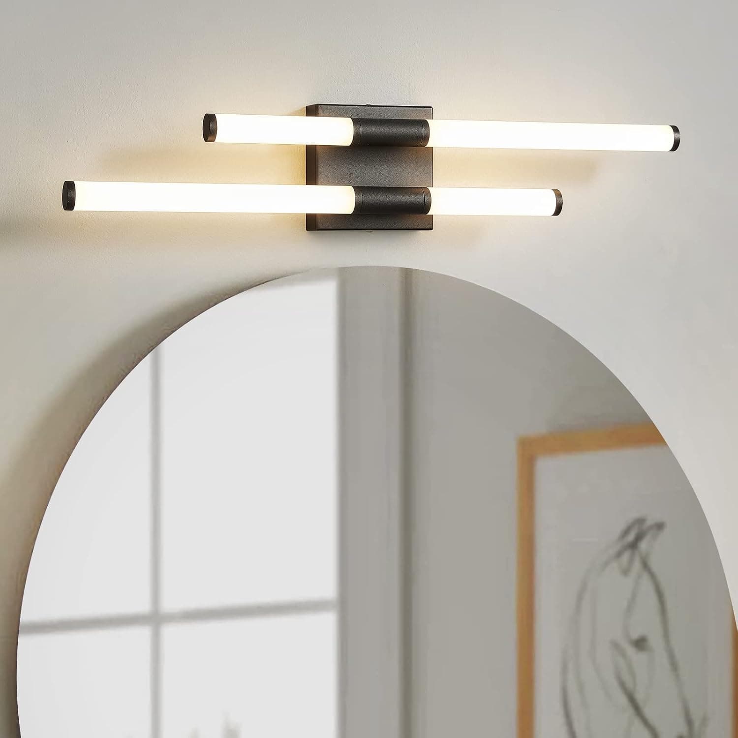 zhllmq Modern Bathroom Vanity Light LED 23.22in Black Bathroom Light Fixtures Over Mirror Vanity Light Wall Modern Bathroom Vanity Lighting