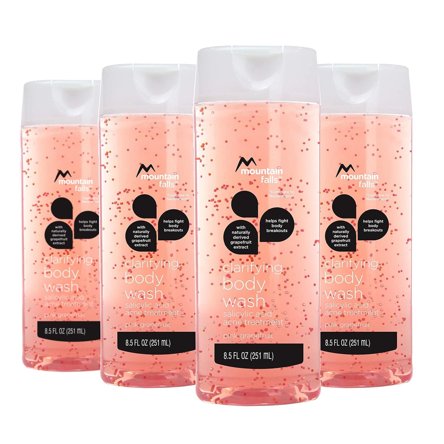 Mountain Falls Clarifying Body Wash Salicylic Acid Acne Treatment, Pink Grapefruit, 8.5 Fluid Ounce (Pack of 4)