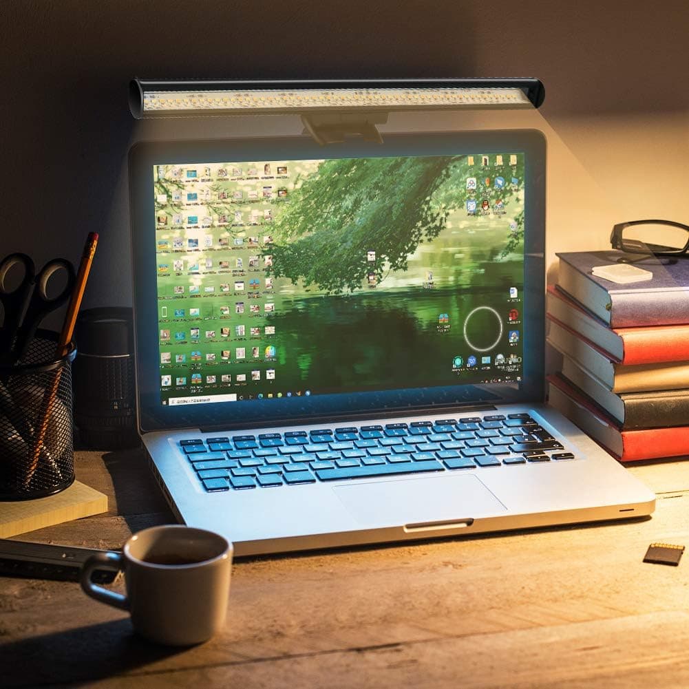 Laptop Monitor Lamp, BicycleStore 10.2in/26cm Laptop Screen E-Reading Lamp USB LED Task Light 3 Adjustable Color Temperature, 10 Dimming Brightness Levels Portable Monitor Light Bar Black