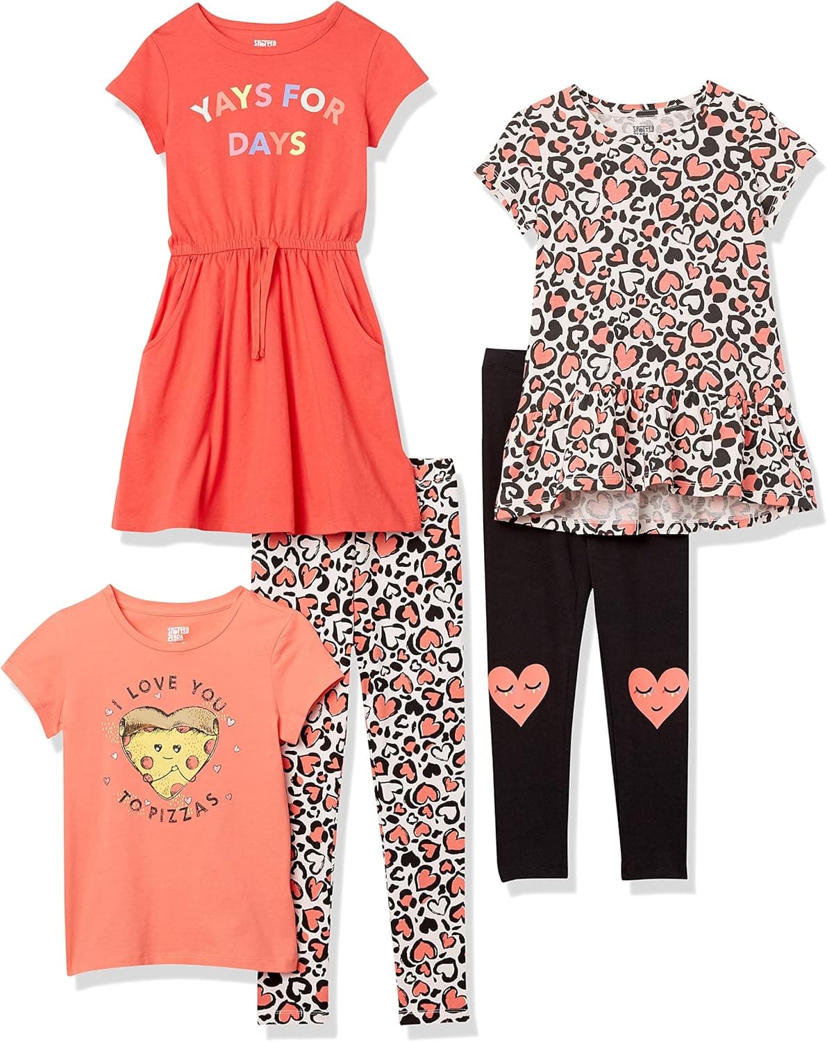 Amazon Essentials girls Dress, Tunics, Leggings Mix-and-Match Outfit/Gift Sets (Previously Spotted Zebra)