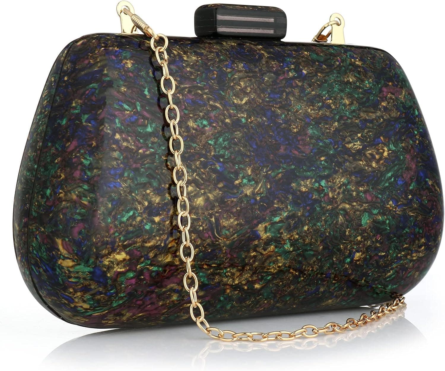 YYW Acrylic Purse and Handbag for Women Small Clutch Purses Acrylic Evening Clutch Bag Shoulder Bag with Gold Chain