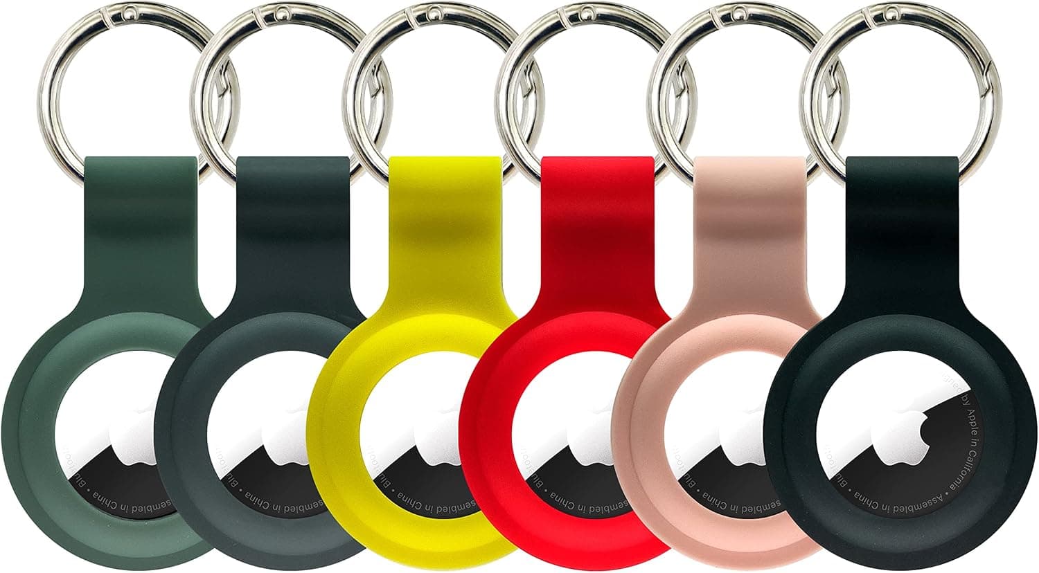 [6 Pack] Air Tag Holder, Protective Cases for Apple AirTag, Pomogo Soft Silicone Airtag Holder with Anti-Lost Keychain, Finder Items for Keys/Wallets/Kids/Dogs/Backpacks