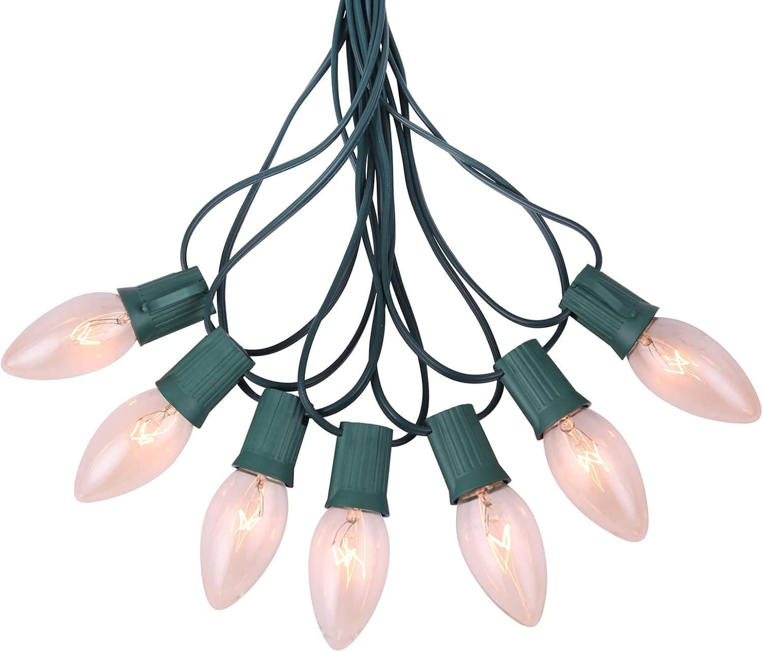 NIOSTA C9 Christmas String Lights, 25FT Hanging C9 String Lights for Christmas Tree Indoor Room Outdoor Roofline Patio Party Xmas Home Decoration, 25+2 Incandescent Bulbs and Clear Glass Material