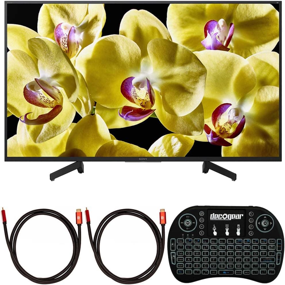 Sony XBR-49X800G 49-inch 4K Ultra HD LED TV Bundle with Deco Gear 2.4GHz Wireless Backlit Keyboard and 2X Deco Gear 4K Copper 6 FT HDMI Cable