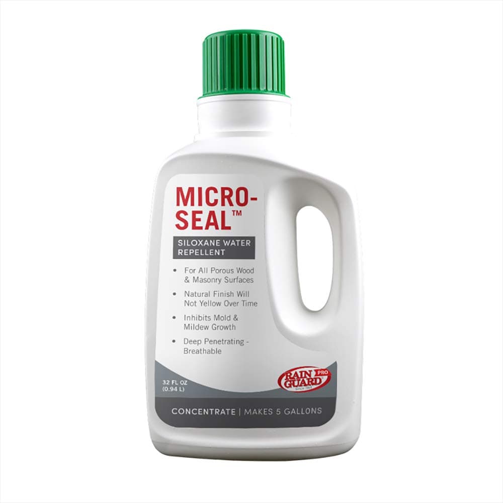 RAIN GUARD PRO - Micro-Seal - Penetrating Water Repellent Protection for All Porous Wood and Masonry Surfaces - Pro Grade Silane/Siloxane Waterproof Coating - Natural Finish - Concentrate Makes 5 Gal