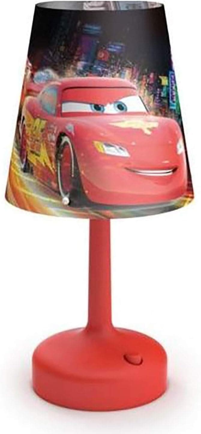 PHILIPS Disney Cars Indoor Portable 10 Inch Kids Table Lamp with Shade, Red